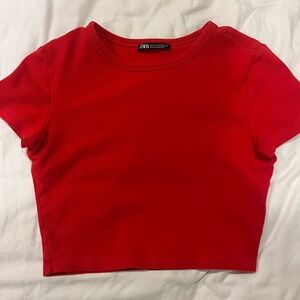 Red Zara simple crop top